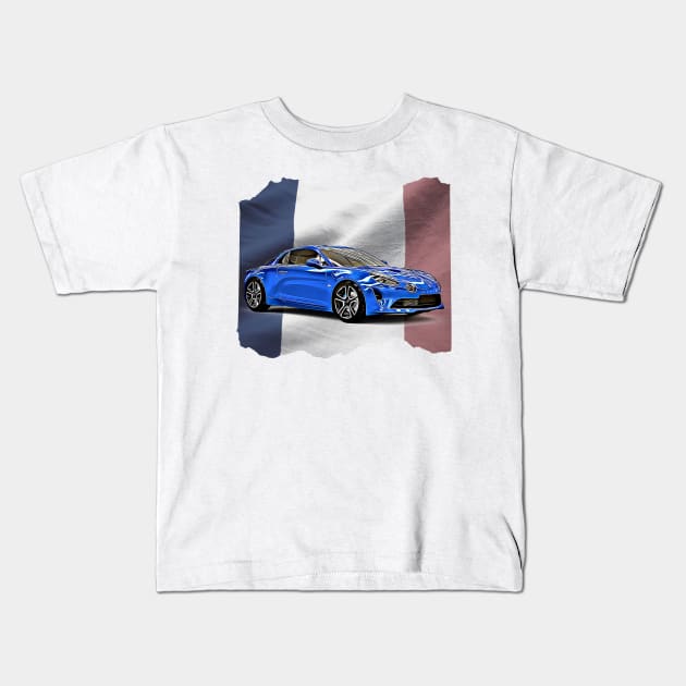 Renault Alpine A110 France Print Kids T-Shirt by Auto-Prints